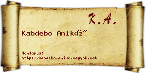 Kabdebo Anikó névjegykártya
